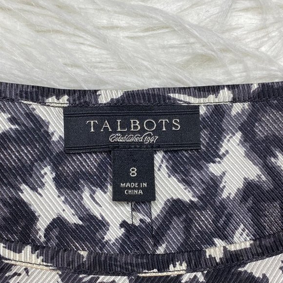 Talbots Women's Houndstooth Pattern Cap Sleeve Top Shirt Black White Size 8 - Picture 6 of 9